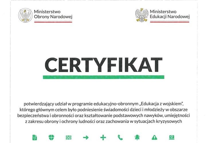 Edukacja z wojskiem – certyfikat
