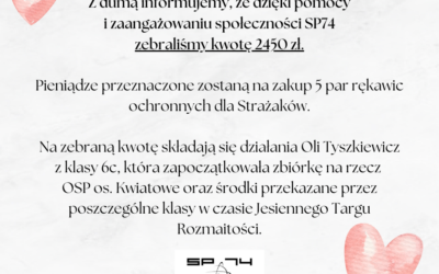 Podsumowanie zbiórki dla OSP os. Kwiatowe. Dziękujemy! ❤️